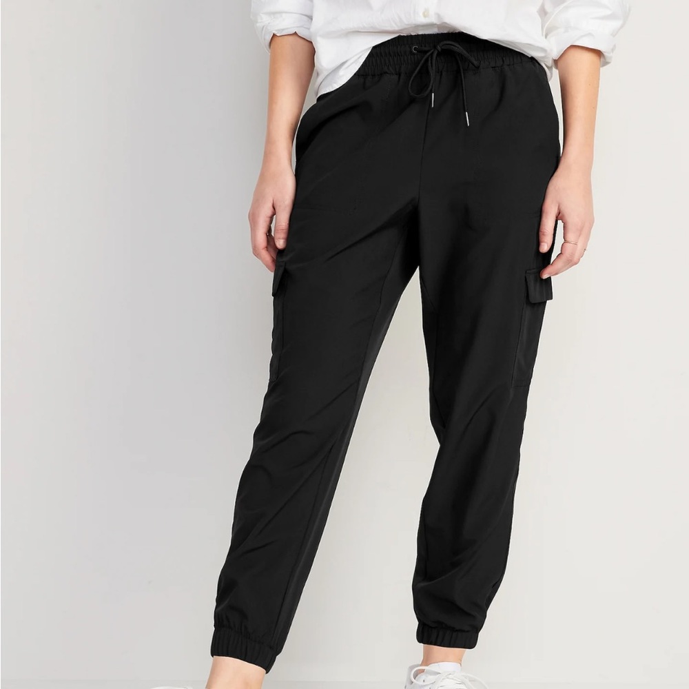 High waisted stretch tech cargo jogger pants